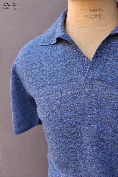 Linen Polo - Navy - S, XL, XXL
