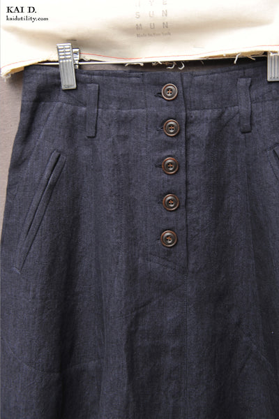 Georgia Linen Skirt - Navy - XS, S, M