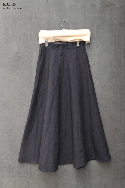 Georgia Linen Skirt - Navy - XS, S, M