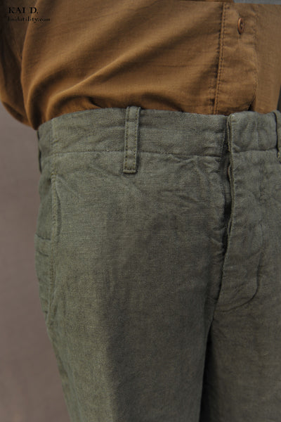Aged Linen Borough Pants - Dark Green - 29