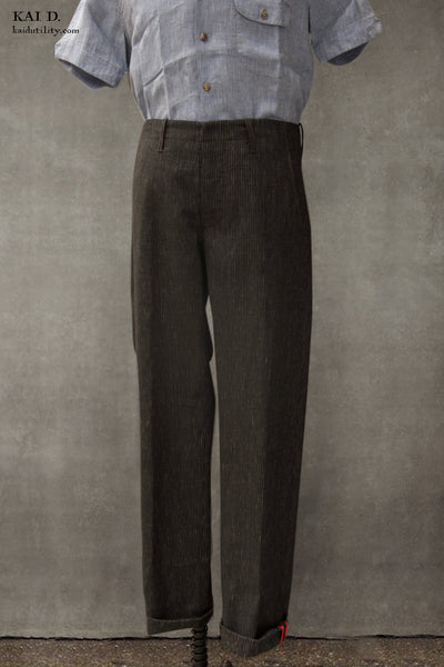 Linen Cotton Borough Pants - Pinstripe Black - 30