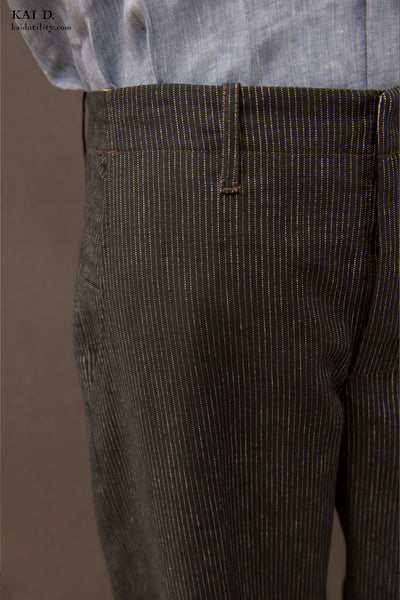 Linen Cotton Borough Pants - Black Pin - 30, 32, 34, 36, 38