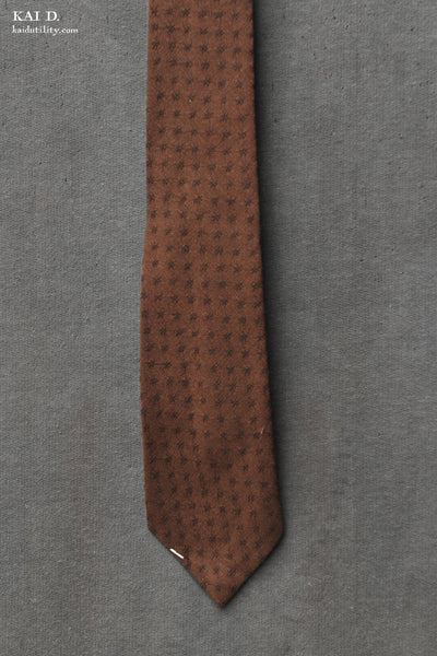 Embroidered Dots Tie - Vintage Brown
