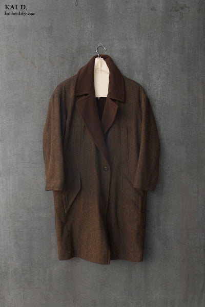 Anne Reversible Wool Coat - Tweed Brown/Brown - XS