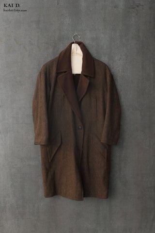 Anne Reversible Wool Coat - Tweed Brown/Brown - XS