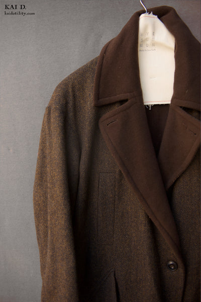 Anne Reversible Wool Coat - Tweed Brown/Brown - XS