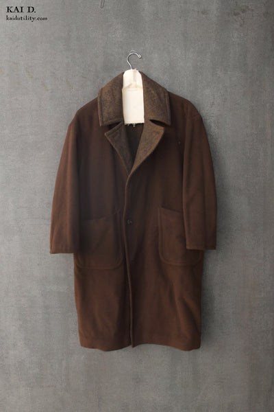 Anne Reversible Wool Coat - Tweed Brown/Brown - XS