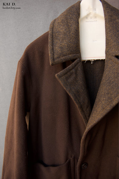 Anne Reversible Wool Coat - Tweed Brown/Brown - XS
