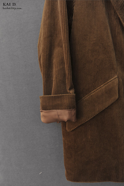 Carla Blazer Coat - Olive Brown Corduroy - XS