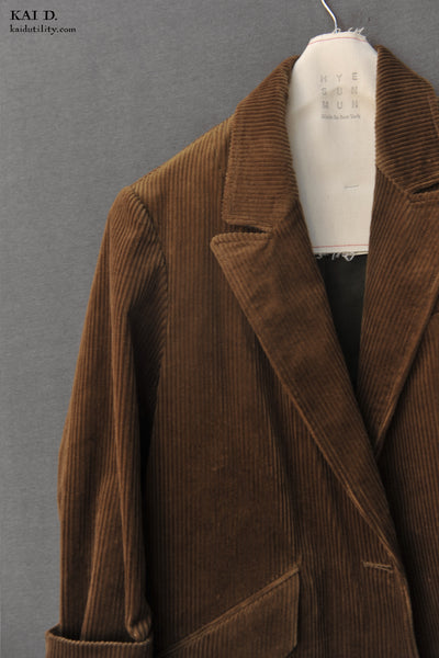 Carla Blazer Coat - Olive Brown Corduroy - XS