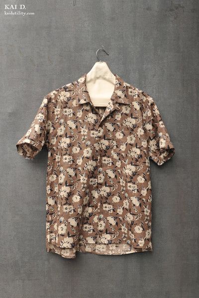 Short Sleeve Slater Shirt - Linen Floral - S, M, L, XL, XXL