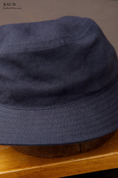 Belgian Linen Bucket Hat - Navy - S/M