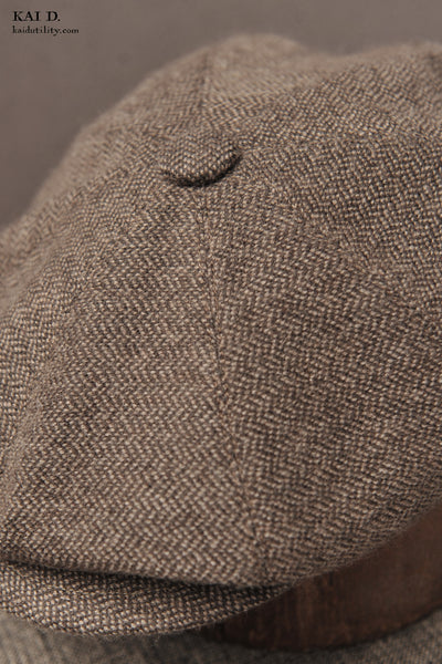 Peaky Hat -  Pure Cashmere Herringbone - M