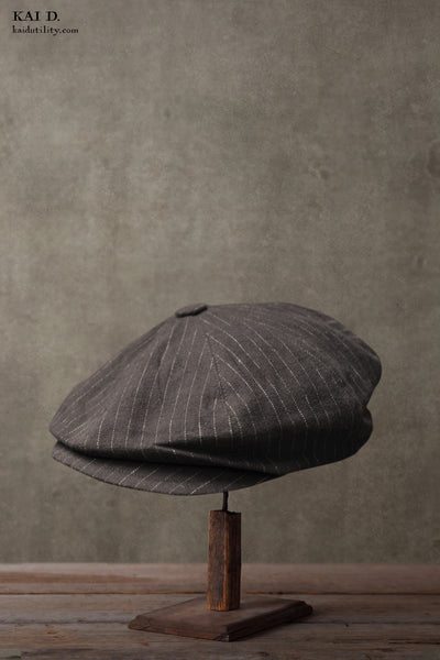 Peaky Hat -  Chalk Stripe Cotton Wool - XL