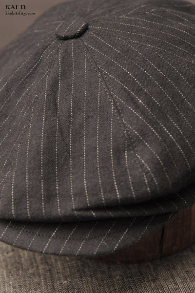Peaky Hat -  Chalk Stripe Cotton Wool - L, XL