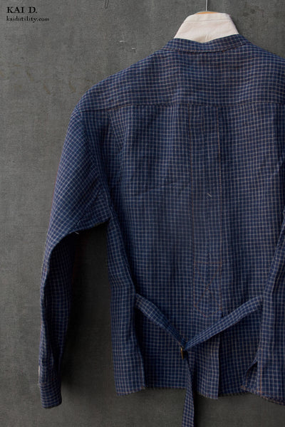 Edith Belted Shirt - Linen Check