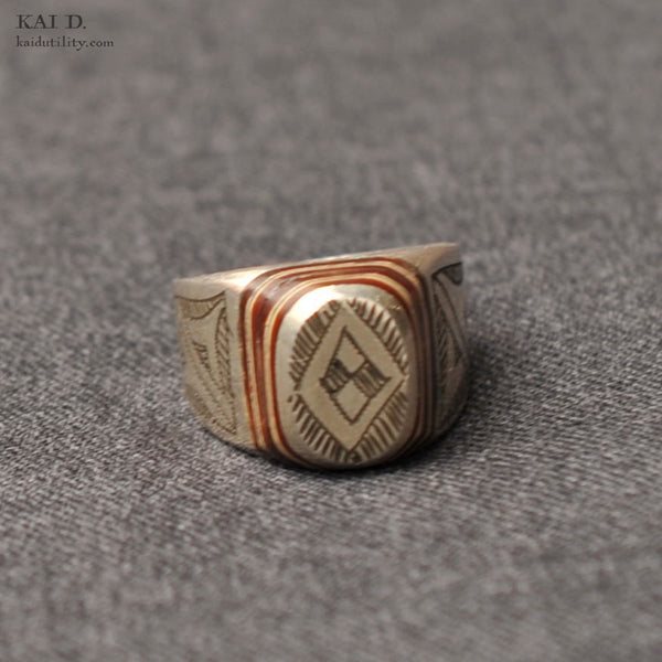 Vintage African Ring (Checker) - Size 12