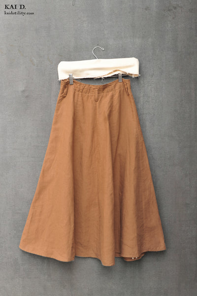 Georgia Linen Skirt - Cognac - XXS, XS, S, M