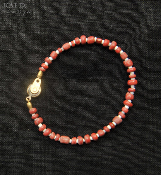 Handmade Beaded Bracelet - Coral