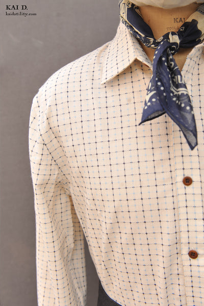 Delancey Shirt - Cream Sashiko Cotton - S, M, L