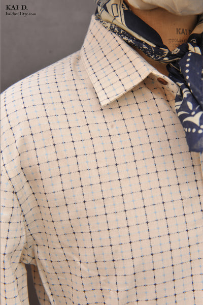 Delancey Shirt - Cream Sashiko Cotton - S, M, L