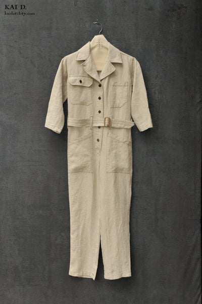Earhart Jumpsuit - Japanese Linen - Oatmeal - XS,S, M