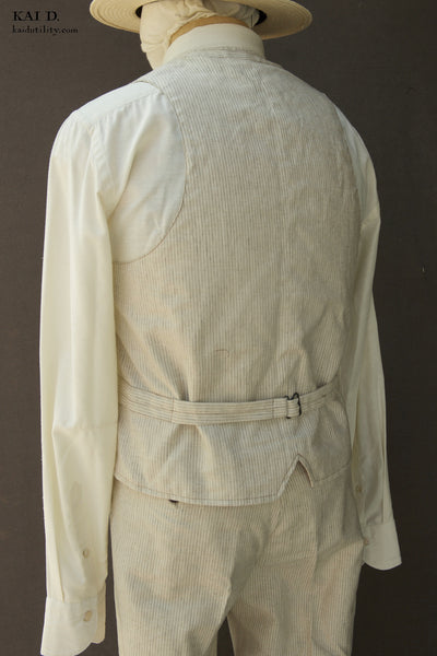 Tradesman Vest - Cream Pinstripe - M