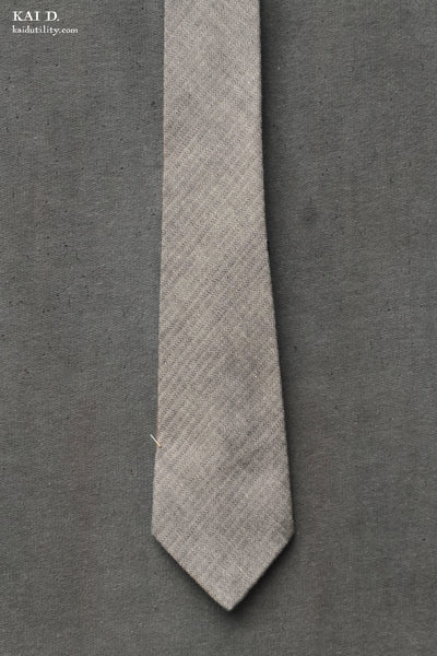 Cotton Herringbone Tie - Grey