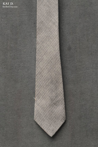 Cotton Herringbone Tie - Grey