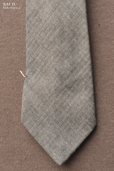 Cotton Herringbone Tie - Grey