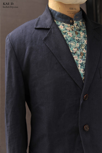 Shoemaker Jacket - Cotton Linen Navy - S, M, L, XL