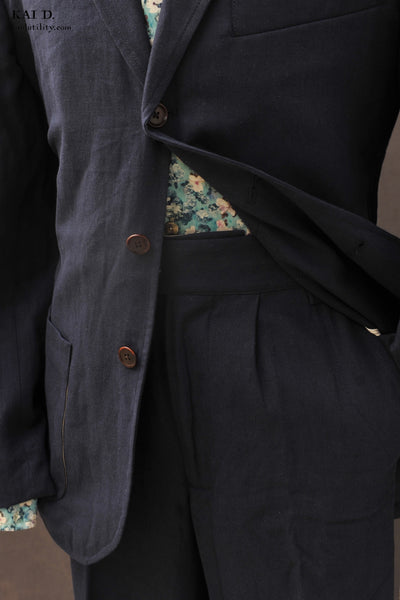 Shoemaker Jacket - Cotton Linen Navy - S, M, L, XL