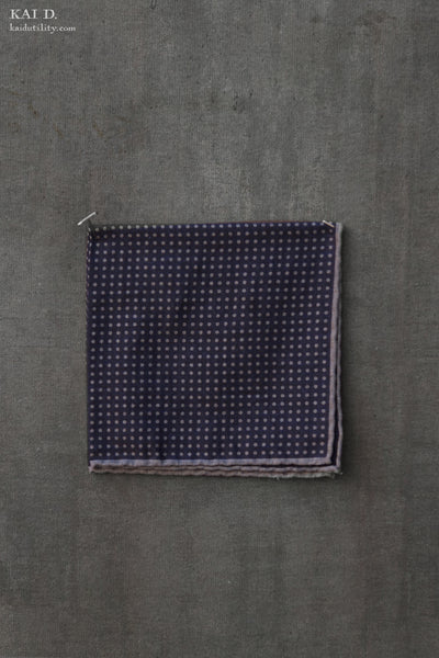 Wool Cotton Reversible Pocket Square - Small Dots