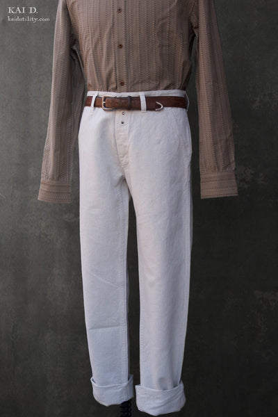 Cotton Linen Chore Pants - Ecru - 31, 33, 34, 36