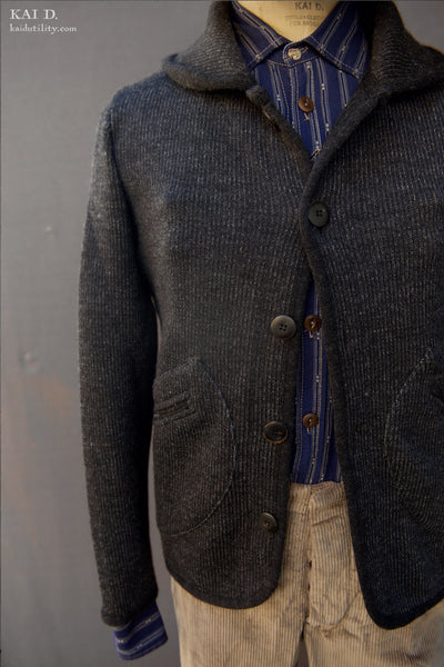 Emile Knit Jacket - Charcoal - M, L, XL