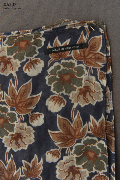 Vintage Floral Print Flora Bandana - Blue/brown/green