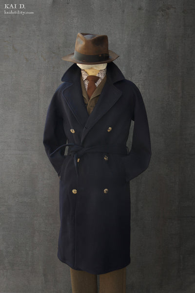 Grandad Wool Trench - Navy - 46, 48 (NO RETURN)