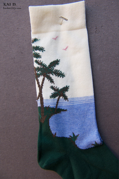 Island Panorama Socks - Ivory
