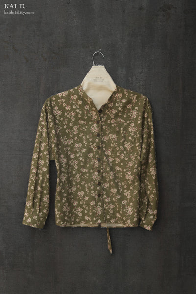 Edith Belted Shirt - Green Floral - XS, S