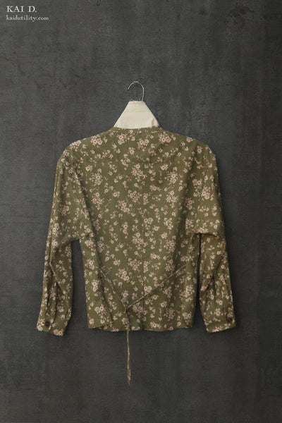 Edith Belted Shirt - Green Floral - XS, S