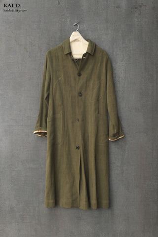 Belgian Stone Washed Linen Anthropologist Coat - Spruce - XS