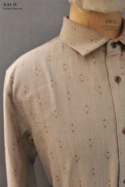 Delancey Shirt - Dusty Mint Sashiko Cotton - L