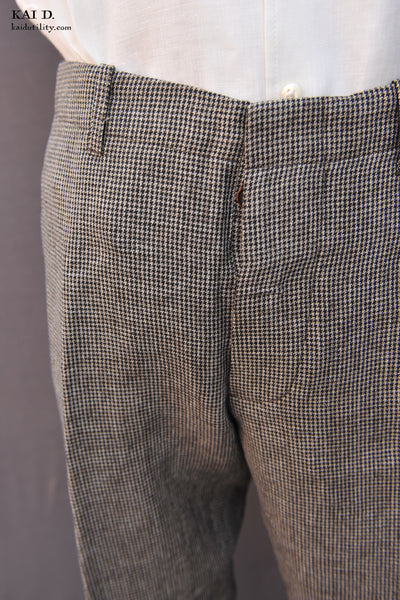 Borough Pants - Tan Linen Houndstooth - 30, 32, 34