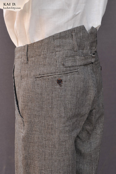 Borough Pants - Tan Linen Houndstooth - 30, 32, 34