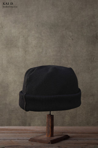 1940s Army Flat Top Beanie - Black