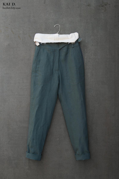 Piper Belted Pants - Belgian Linen "Jade" - XXS,S, XS, M