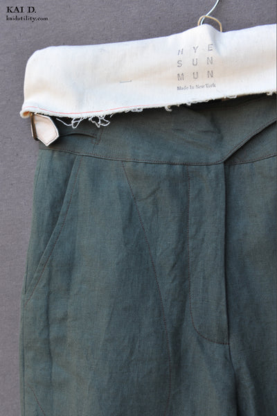 Piper Belted Pants - Belgian Linen "Jade" - XXS,S, XS, M
