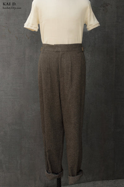 Karl Trousers - Brown Texture Wool - M