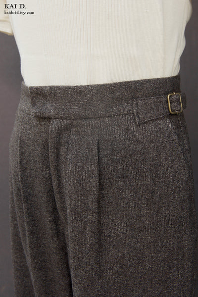 Karl Trousers - Brown Texture Wool - M