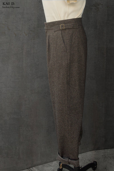 Karl Trousers - Brown Texture Wool - M
